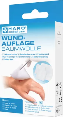 Produktbild von HARO Wundauflage aus Baumwolle weiß 3er Pack