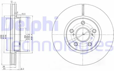 Produktbild von 2x DELPHI Bremsscheibe BG3735 für TOYOTA PREVIA (MCR3_ ACR3_ CLR3_) 49 3mm