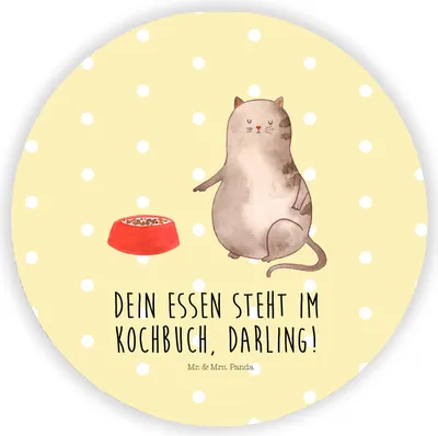 Produktbild von Mr. & Mrs. Panda magnet Katze Fressen - Gelb Pastell - Geschenk, für kühlschrank, Kühlschrankmagnet, pinnwand, whiteboardmagnet, magnettafel