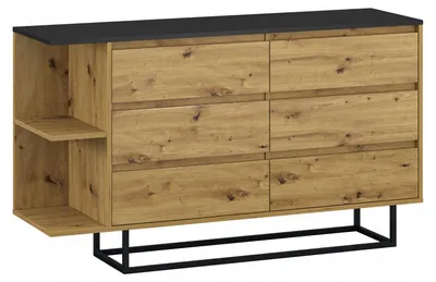 Zdjęcie produktu dla Komoda 6 szuflad na nogach loft artisan czarny