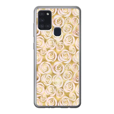 Produktbild von MuchoWow® Handyhülle Schutzhülle Hülle für Samsung Galaxy A21s Marmor - Gold - Rosen - Muster Silikon Softcase Handy Hülle - Hartschale