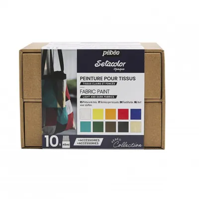 Obrázok produktu pre Pebeo Setacolor Workbox Set, 10 x 45 ml