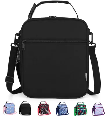 Isolierte Lunchtasche 6,8 L mit Schultergurt, schwarz
