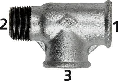 Produktbild von Riegler T-Stück 134, IG/IG/AG, Rp/Rp/R 1 1/2, schw. Temperguss feuerverz.