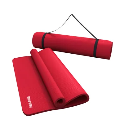 Produktbild von GORILLA SPORTS® Yogamatte - 190x100x1,5 cm, mit Tragegurt, , Rutschfest, Rot - Gymnastikmatte, Fitnessmatte, Sportmatte, Trainingsmatte, Übungsmatte