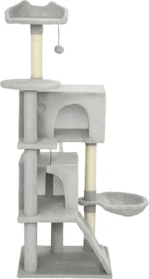 Immagine prodotto di tiragraffi per gatti da 140 cm, diversi livelli, tiragraffi in sisal, grotte, piattaforme in peluche, amaca, scaletta, palline da gioco