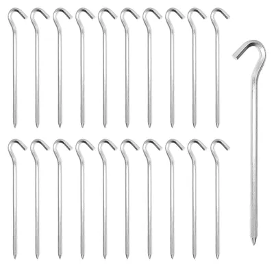 Immagine prodotto di 20 picchetti per tende in alluminio con gancio antiscivolo