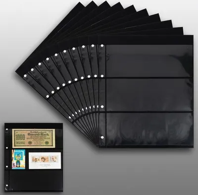 Produktbild von Prophila Collection 20 Einsteckseiten 3zeilig, auf 10 doppelseitigen, schwarzen Einsteckblättern