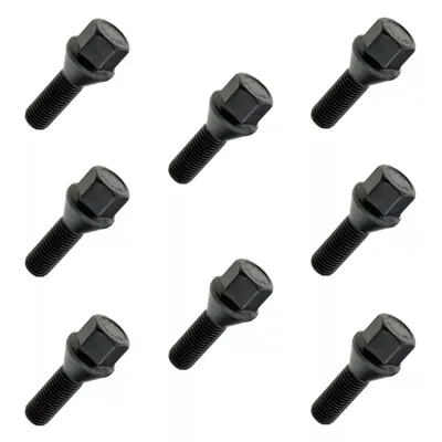 Produktbild von 8x Schwarz Radschraube, M12x1.25, Gewindelänge: 28mm, Kegelbund, SW17