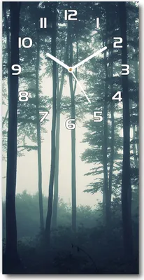 Produktbild von Wanduhr aus Glas – 30x60 cm - Glasbild - Glasuhr - Gehärtetes Glas -Nebel im Wald