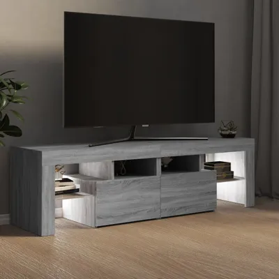 Produktbild von "Rabatt" TV-Schrank - Fernsehschrank - TV-Lowboard - mit LED-Leuchten - Grau Sonoma 140x36,5x40 cm - TV-Schränke CC21967