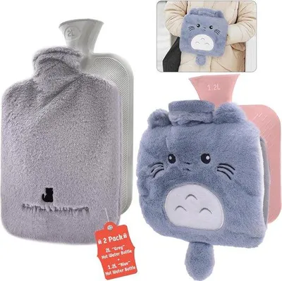 Produktbild von Famanu Warmwasserflasche Set - 2 Stück mit weichem Fleecebezug