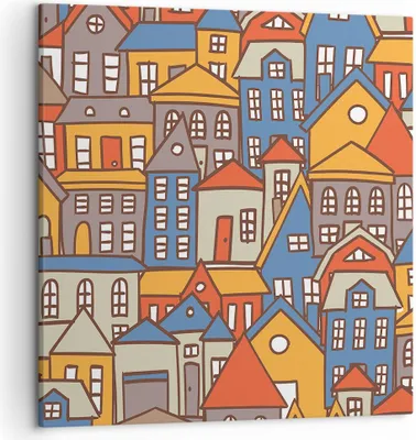 Produktbild von Bild auf Leinwand - Leinwandbild - Stadt Haus Straße - 50x50cm - Wand Bild - Wanddeko - Wandbilder - Leinwanddruck - Bilder - Kunstdruck - Wanddekoration - Leinwand bilder - Wandkunst - AC50x50-3953
