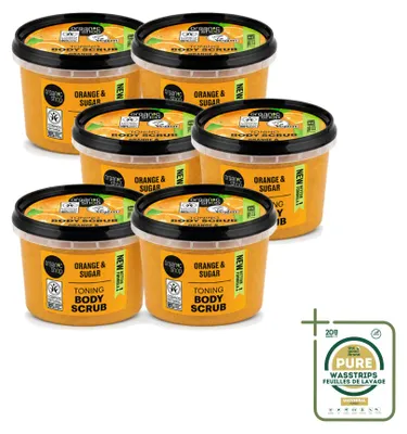 Image de 6 x Gommage corporel bio à l'orange - nourrissant et parfumé - 250 ml - Pack économique - 6 pièces
