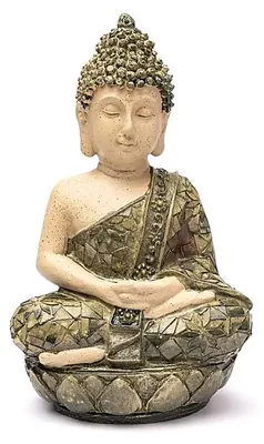 Image de Statue de Bouddha de Méditation Mosaïque Verte - 19x14x25,5 cm