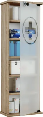 Productafbeelding van Gusal badkamerkast , medicijnkastje met glazen deurSonoma eiken decor.