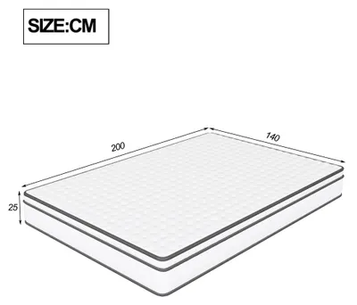 Obrázok produktu pre Matrac – taštičkový pružinový matrac – 140x200 cm – stredná tuhosť – výška 25 cm – biela farba