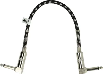 Produktbild von vhbw Gitarren-Patchkabel 30cm Klinke Kabel für Effektpedale - Klinkenpatchkabel mit 6,35mm Klinkenstecker, gewinkelt, geflochten, weiß / silber