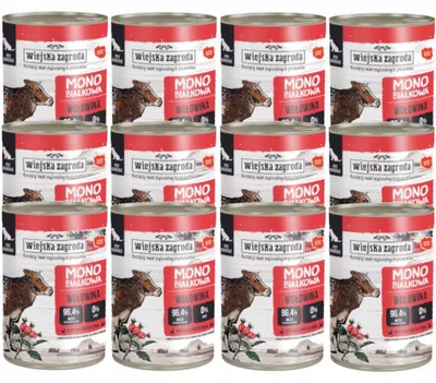 Obrázok produktu pre Wiejska Zagroda Monoproteínové mokré krmivo pre psov s hovädzím mäsom 12x400g