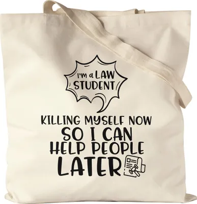 Produktbild von I Am A Law Student Killing Myself Now So I Can Help People Later Jutebeutel Stoffbeutel Student Lernen Gesetz Anwalt Studium