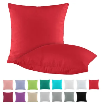 Produktbild von Set mit zwei Kissenbezügen aus Baumwollperkal, 80 x 80 cm | 100 % Baumwolle | Rote Kissenbezüge