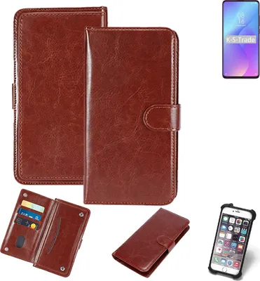 Produktbild von K-S-Trade 360° Hülle kompatibel mit Xiaomi Mi 9T braun Kunstleder Case BookCase WalletCase Kunstlederederhülle Handyhülle, Rundumschutz Bumper