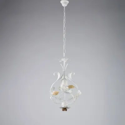 Image de Cesto Lustre Shabby En Fer Laqué Blanc 1 Lumière 112 D.33 Bl274-1-Bco