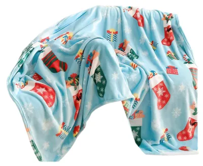 Produktbild von Weihnachtsdecke aus Flanell, warme, flauschige Kuscheldecke fürs Bett, Sofa oder Couch