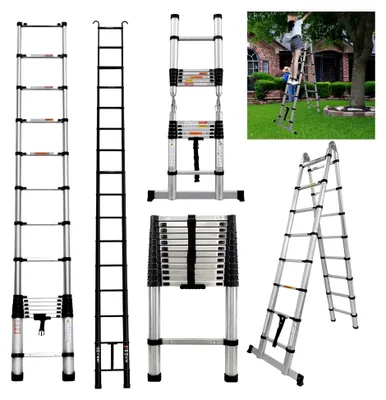 Produktbild von 3,5 m Teleskopleiter aus Aluminium, tragbare Leiter für Dachboden, Wohnmobil, Zuhause und Außenarbeiten