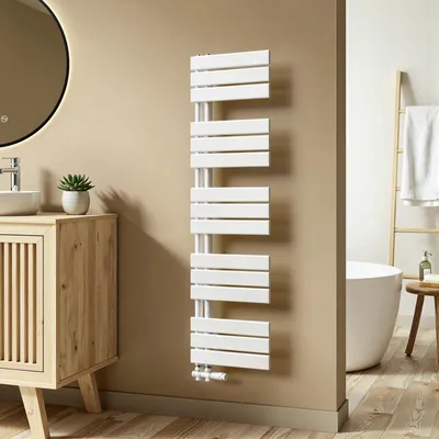 Produktbild von S'AFIELINA 1320x400mm Design Badheizkörper Handtuchheizkörper Flach Paneel Seitenanschlusss Heizkörper für Bad Handtuchtrockner Weiß 570 Watt