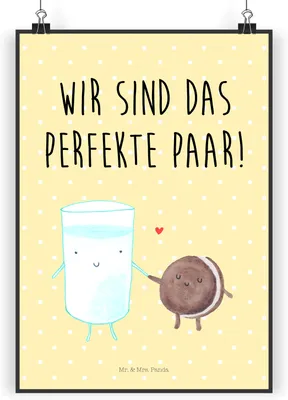 Produktbild von Mr. & Mrs. Panda Bild Milch Keks DIN A3 - Gelb Pastell - Geschenk, wanddeko, Kekse, drucke, Milk, Plakat, Kunstdruck, Lustige Sprüche, Cookie, Wandbild, Kaffee