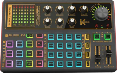 Zdjęcie produktu dla Karta dźwiękowa K300 Live, konsola dźwiękowa z wieloma efektami mikserskimi dla DJ-ów, efektem zniekształcania głosu i podświetleniem LED do streamingu, podcastów i nagrywania rozgrywek
