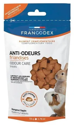 Productafbeelding van FRANCODEX: Lekkernij voor knaagdieren, traliseert geuren van vacht en urine. 50 gram