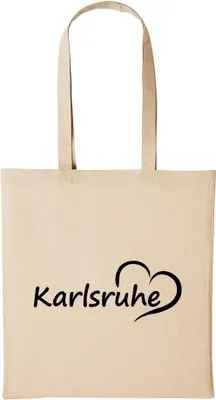 Produktbild von Huuraa Baumwollbeutel Karlsruhe Geschenk Einkaufstasche Natural 10 Liter Baumwolle Karlsruhe Accessoire