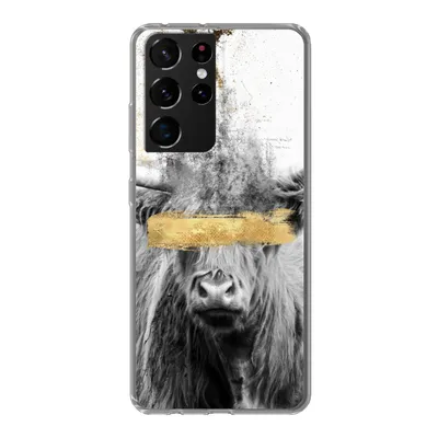Produktbild von MuchoWow® Handyhülle Schutzhülle Hülle für Samsung Galaxy S21 Ultra Schottischer Highlander - Gold - Abstrakt Silikon Softcase Handy Hülle - Mobiltelefon