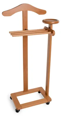 Produktbild von Herrendiener Antimo Buche mit 3 Hosenhaltern, Ablagefläche und Gummirädern, 35 cm Breite, 105 cm Höhe