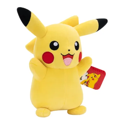 A plush toy of the character Pikachu from Pokémon.
