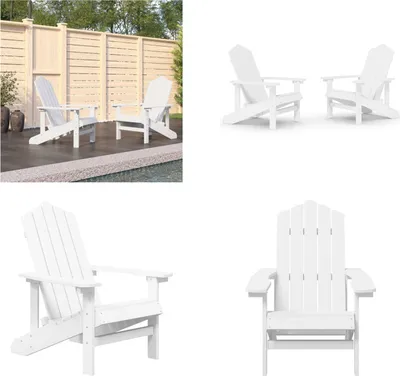 Image de vidaXL Chaises de jardin Adirondack 2 pièces HDPE blanc - Chaise de jardin - Chaises de jardin - Chaise d'extérieur - Fauteuil de jardin