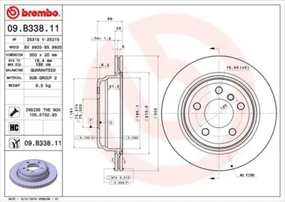 Immagine prodotto di 2x BREMBO disco freno 09.B338.11 per BMW 3 Touring (F31) 3 Sedan (F30 F80)