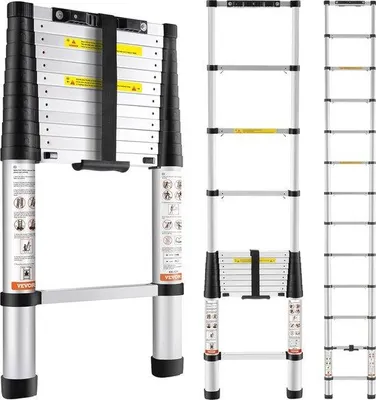 Image de Échelle en aluminium - 380 cm de hauteur, portable et antidérapante - Capacité de charge : 170 kg