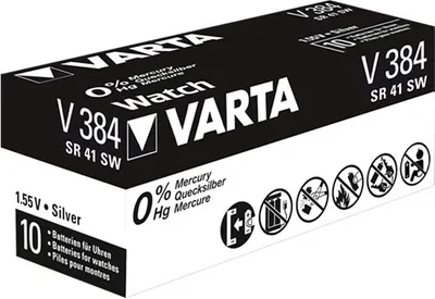 Produktbild von Varta -V384, Einwegbatterie, SR41, Siler-Oxid (S), 1,55 V, 1 Stück(e), 37 mAh