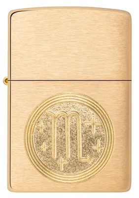 Produktbild von ZIPPO - Scorpio Emblem - Brushed Brass Gold Sternzeichen Skorpion Sturmfeuerzeug nachfüllbar Benzin 60006104