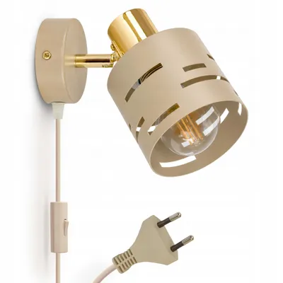 Produktbild von LUXOLAR Wandleuchte Beige Gold E27 mit Kabel, Stecker und Schalter schwenkbar
