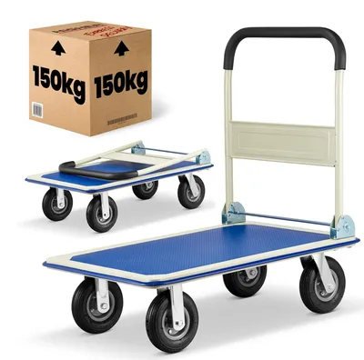 Zdjęcie produktu dla Wózek platformowy transportowy magazynowy 150 kg HIGHER koła pełne