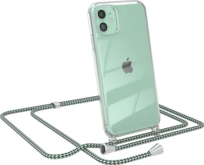 Produktbild von EAZY CASE Handykette kompatibel mit Apple iPhone 11, Handyhülle mit Umhängeband, Handykordel, Schutzhülle Clear, Band in Grün