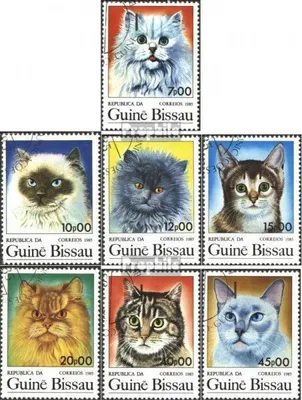 Produktbild von Briefmarken Guinea-Bissau 1985 Mi 856-862 (kompl.Ausg.) gestempelt Katzen