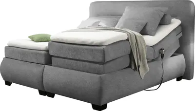 Produktbild von Boxspringbett >EVOLUTION< Liegefläche 180x200cm, mit Motor, dark grey - 210x122x220 (BxHxT)