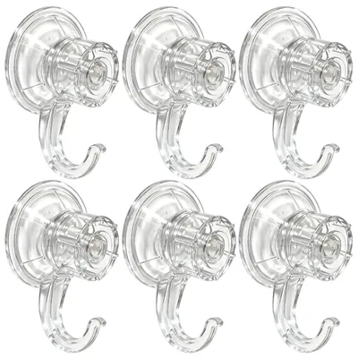 6er-Pack Saugnapfhaken transparent mit Spiralverriegelung
