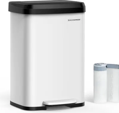 Produktbild von SONGMICS Mülleimer 50 Liter Abfalleimer, Tretmülleimer aus Metall mit Deckel