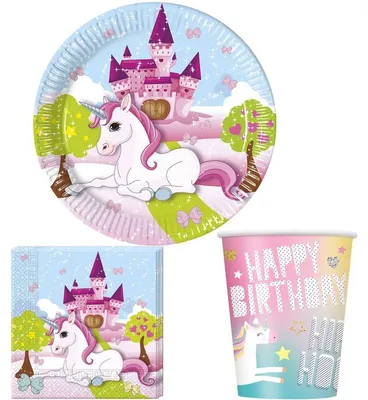 Produktbild von Einhorn Partyset zum Kindergeburtstag 52 tlg.